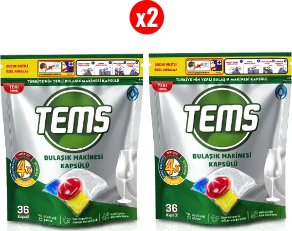 4 Etkili Bulaşık Makinesi Kapsül Deterjanı 2 x 36 Adet - Image 1