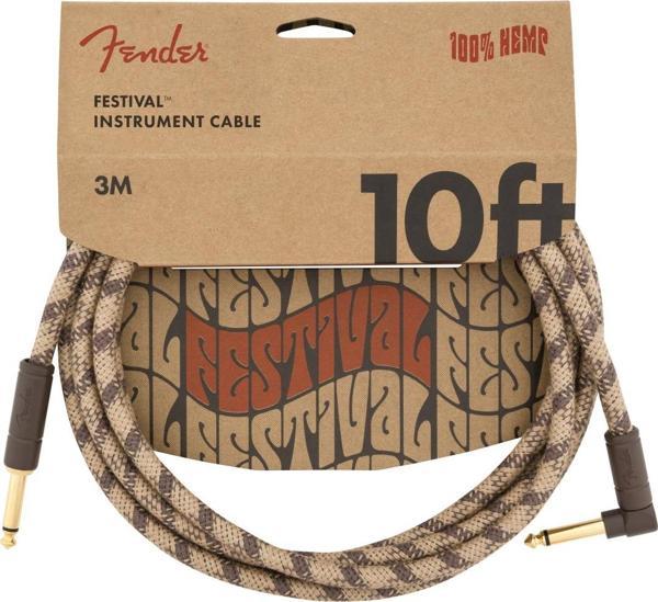 Fender Festival Düz/L Uçlu 3m Pure Hemp Brown Stripe Enstrüman Kablosu - Image 1