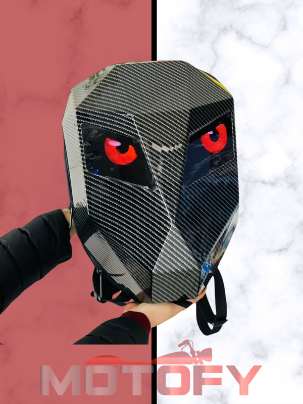 BÜYÜK BOY VERSİYON LED EKRANLI TELEFON KONTROLLÜ MOTOSİKLETÇİ KARBON SIRT ÇANTASI - Image 1