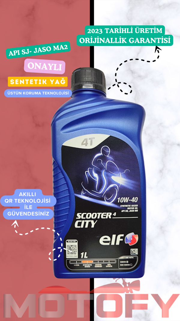 ELF SCOOTER 4 CITY 10W 40 1L SENTETİK MOTOSİKLET YAĞI - API SJ - JASO MA2 - Image 1
