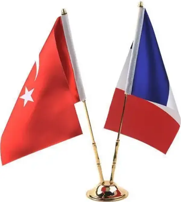 Gold Çiftli Devlet Türkiye - Fransa Masa Bayrağı
 - Image 1