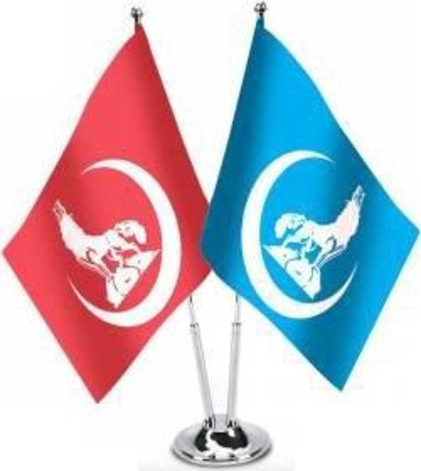 Krom ikili (2li) Bozkurt Masa Bayrağı - Image 1