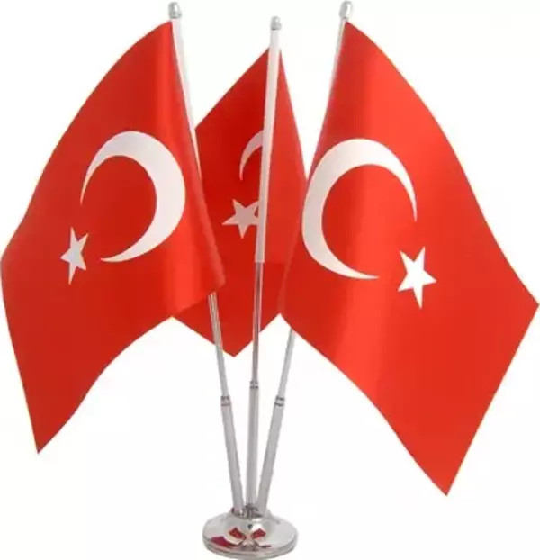 Krom Üçlü (3lü) Türkiye Masa Bayrağı
 - Image 1