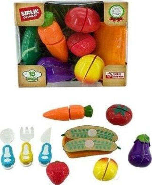 Birlik Oyuncak 16 Parçalı Kesilebilen Sebze&Meyveler URT007-KUTU-1A/B/C - Image 1