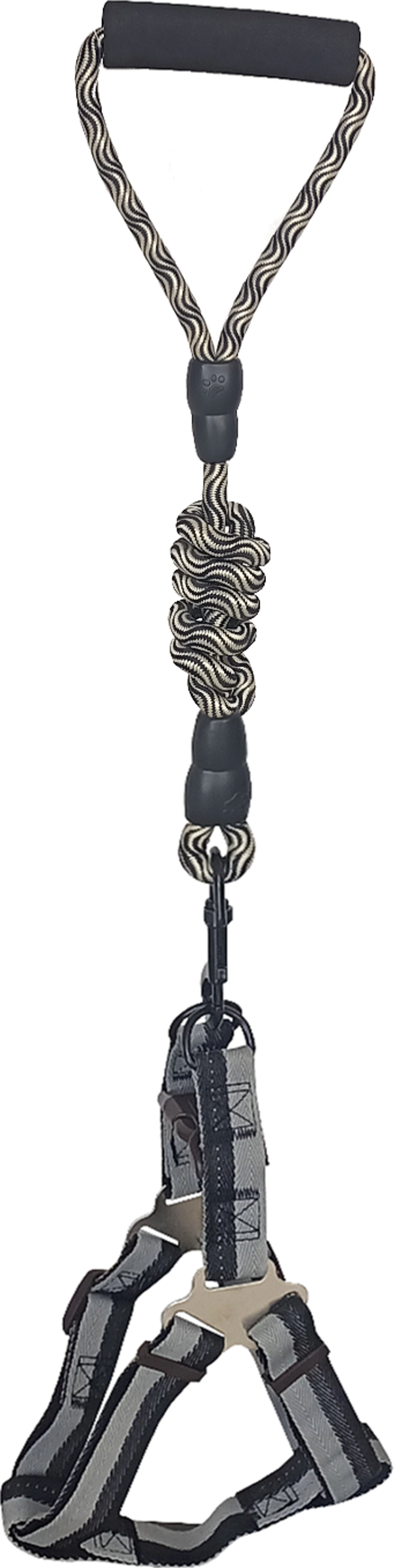 Köpek Göğüs Tasma Seti Dalga Desenli 2.5 cm*50-72 cm Siyah-Beyaz - Image 1