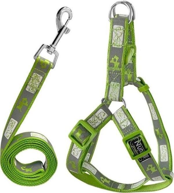 Köpek Göğüs Tasma Seti Köpek Desenli 120 cm-47 cm-67 cm Yeşil - Image 1