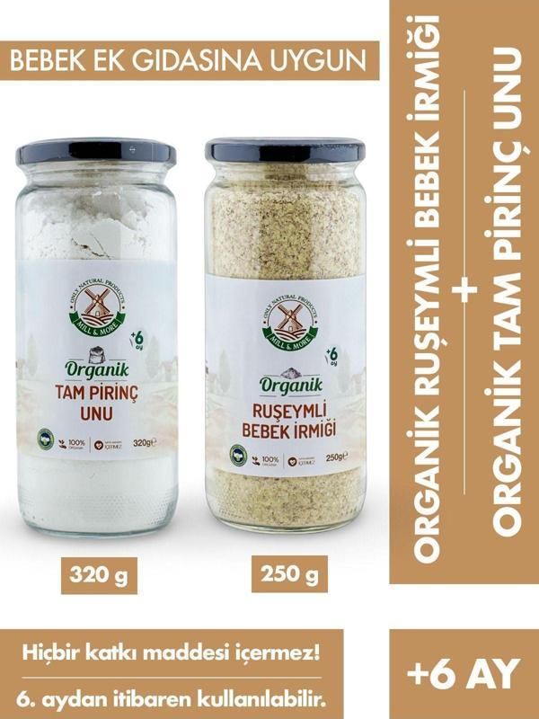 Mill More Organik Ruşeymli Bebek İrmiği 250 g + Organik Tam Pirinç Unu 320 g Seti - Image 1
