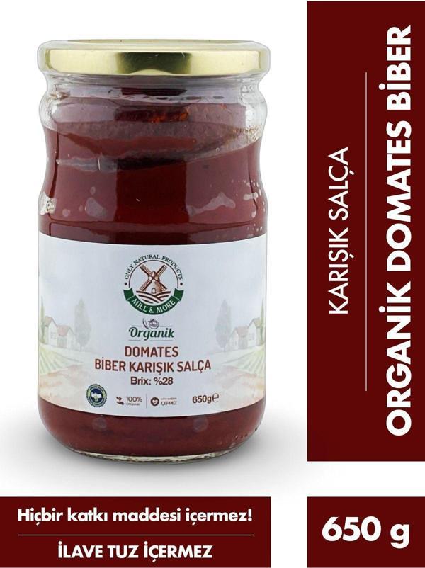 Mill More Organik Tuzsuz Domates Biber Karışık Salça 650 G - Image 1