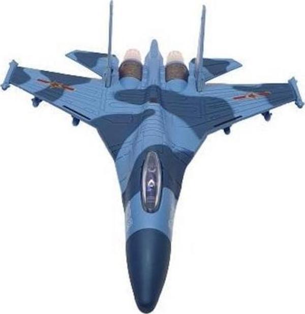 HW777-17 - Çek Bırak Metal Uçak Sesli Işıklı - Mavi - Image 1