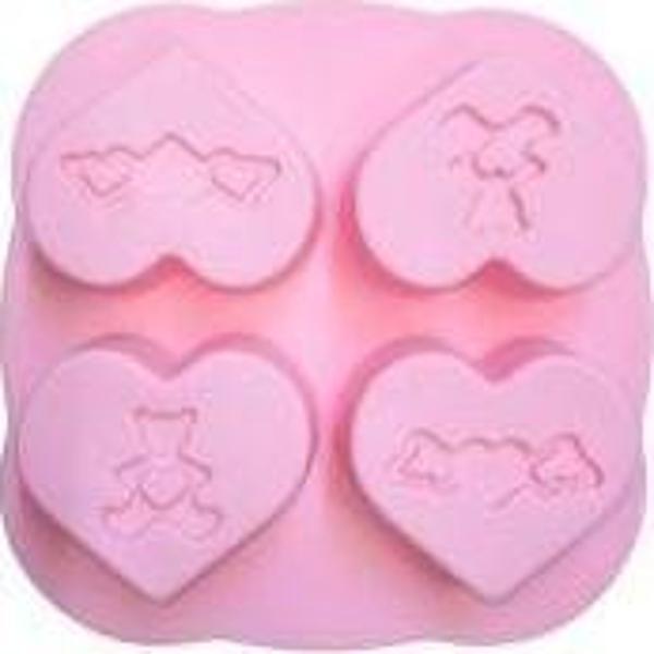KALPLİ SİLİKON MUFFIN KALIBI 4'LÜ PEMBE - Image 1