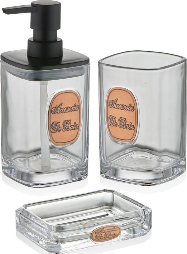 The Mia Globe Banyo Seti 3 Parça Şeffaf 330 ml BNY0030 - Image 1