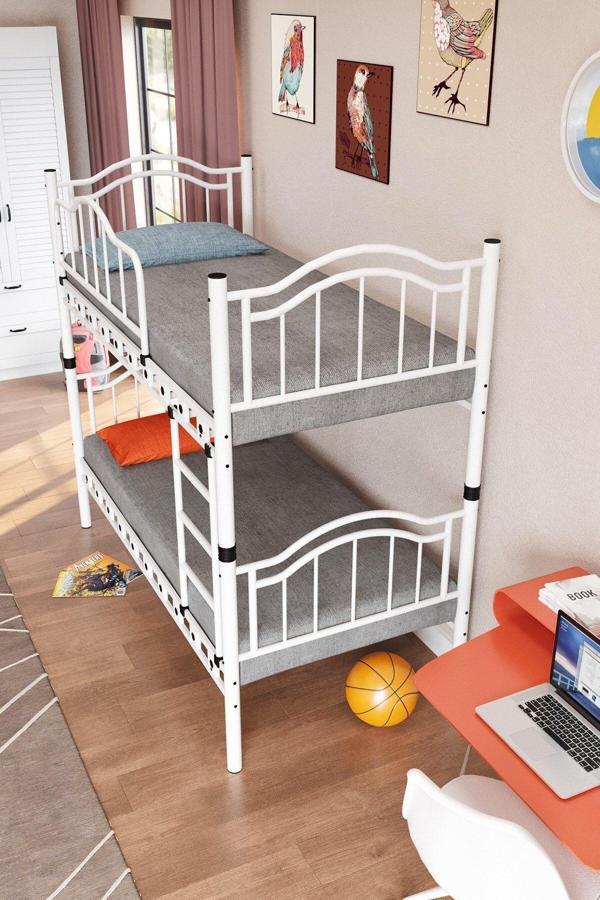 Argimo Belinay Genç Çocuk Odası Metal Ranza Ve Karyola 90X190 Beyaz - Image 1