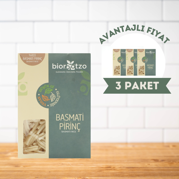Biorootzo Artizan Bronz Kalıp  Glütensiz Vegan Basmati Pirinç Casarecce 3 Paket x 200 g Avantajlı Paket - Image 1