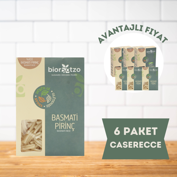 Biorootzo Artizan Bronz Kalıp  Glütensiz Vegan Basmati Pirinç Casarecce 6 Paket x 200 g Avantajlı Paket - Image 1