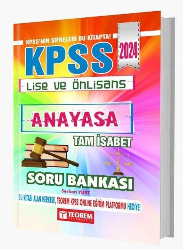 2024 KPSS Lise Ön Lisans Tam İsabet Anayasa Soru Bankası - Teorem Yayınları - Image 1