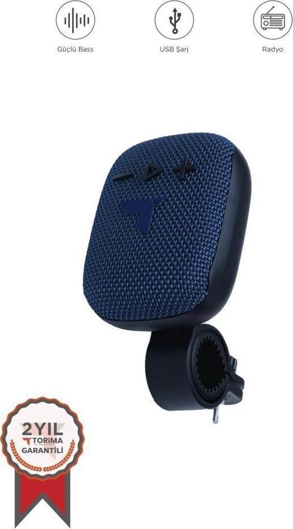 Torima D34 Mavi Kablosuz Bluetooth Motorsiklet Bisiklet Hoparlör Speaker - Image 1