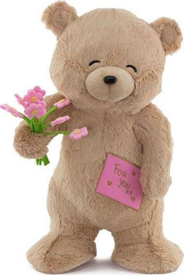 Neco Plush Sevgiliye Hediye Fluffy For You Çiçekli Ayı 55 Cm - Image 1