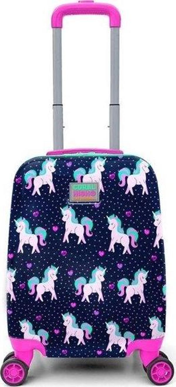 Coral High  Mini Lacivert Pembe Unicorn Desenli Çocuk Valizi 16713 - Image 1