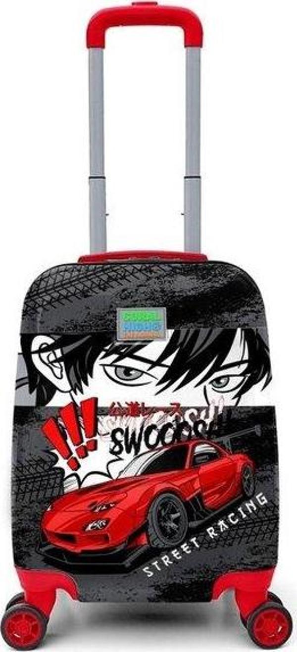 Coral High  Mini Siyah Kırmızı Anime Araba Desenli Çocuk Valizi 16738 - Image 1