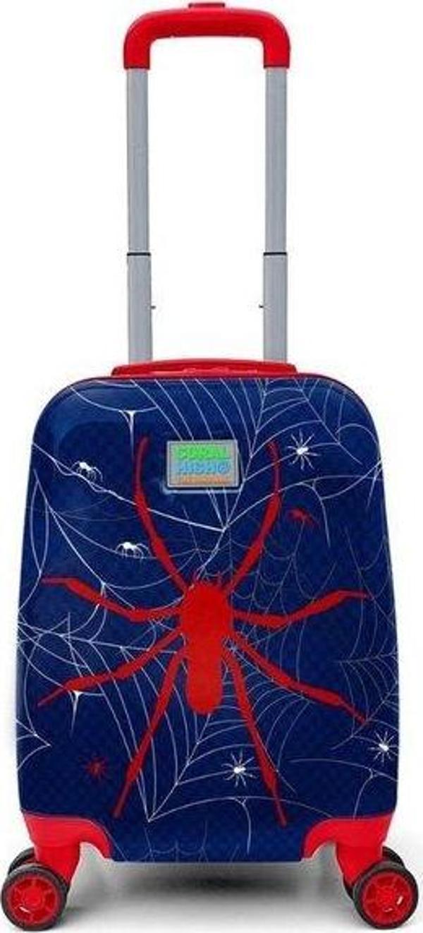 Coral High  Mini Lacivert Kırmızı Örümcek Desenli Çocuk Valizi 16739 - Image 1