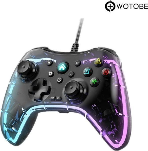 WOTOBE Işıklı Pc Android Telefon Tablet Ps4 Switch Uyumlu Kablolu Gamepad - Image 1