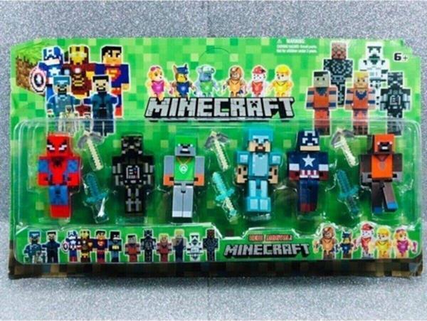U-Toys Mine Craft 6'Lı Figür Oyuncak Örümcek Adamlı Lego Set - Image 1