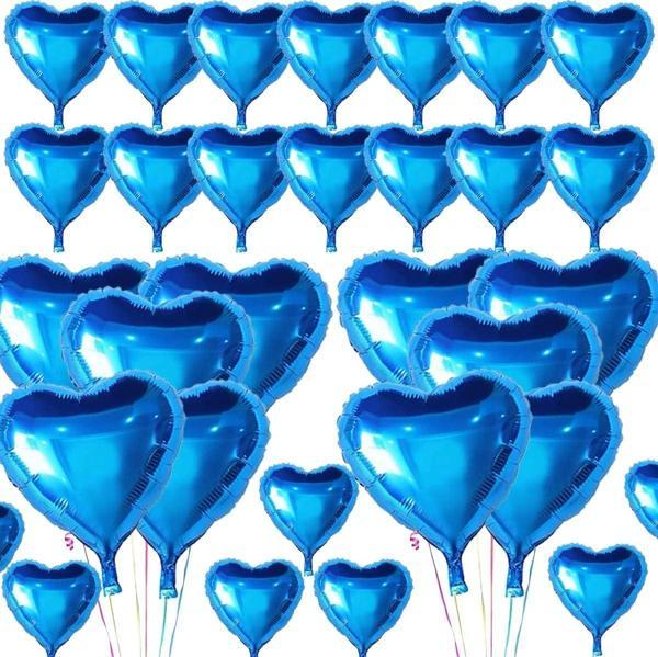 Metalize Parlak Mavi Kalp Şekilli Uçan Balon Folyo 18 inç 45 cm 25 Adet - Image 1
