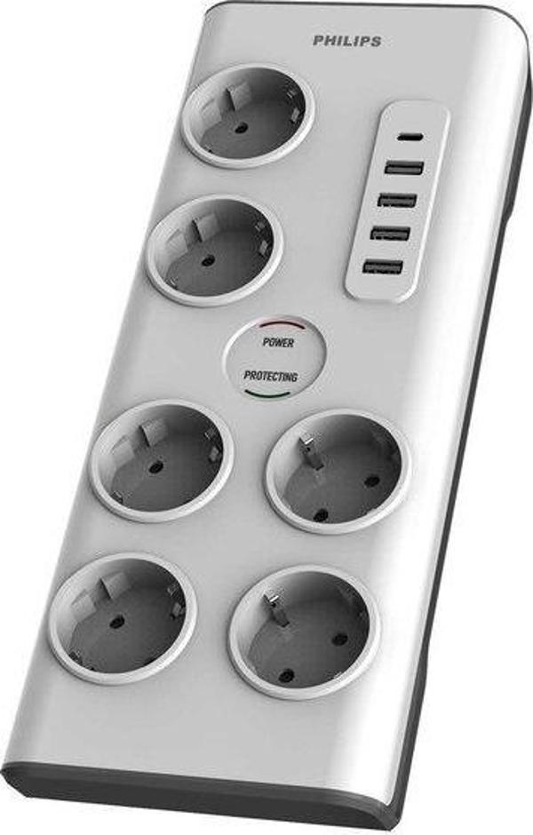 Philips SPN7060WA Akım Korumalı Priz 900J (2M) 6'lı 4xUSB-A  1xUSB-C - Image 1