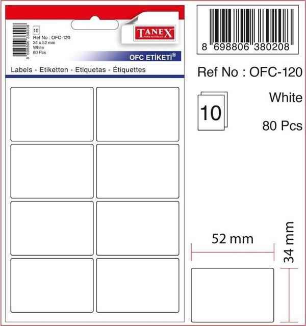 Tanex OFIS ETIKETI OFC-120 BEYAZ - (30 Adet) - Image 1