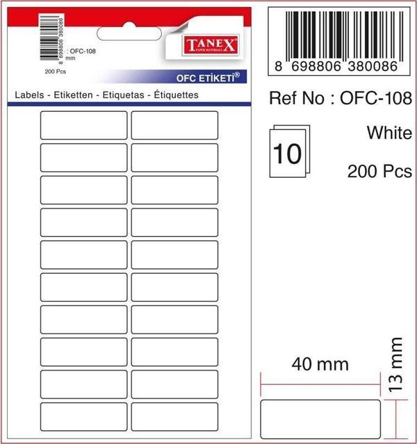 Tanex OFIS ETIKETI OFC-108 BEYAZ - (30 Adet) - Image 1