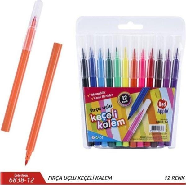Red apple Wt6838-12 Fırça Uçlu Keçeli Kalem 12 Renk - Image 1
