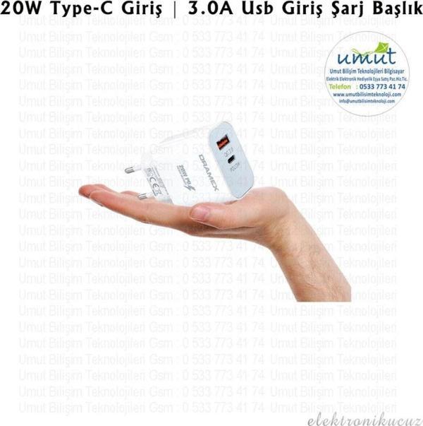 Çift Çıkışlı PD Şarj Adaptör DPQ20B 20W Type-c Giriş 3.0A Usb Giriş Şarj Başlık iki çıkışlı adaptör - Image 1