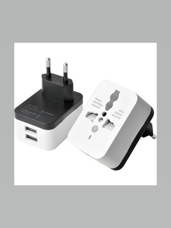 Seyahat Tipi Çift Usb Portlu Çevirici Priz Türk-amerikan Ve Ingiliz Fişi Dönüştürücü Adaptör - Image 1