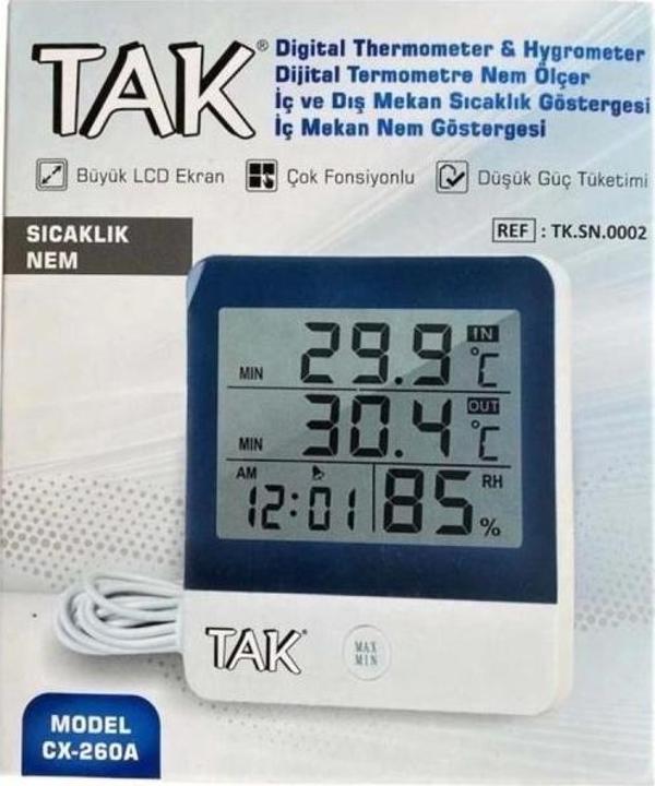 TAK İç ve Dış Mekan Isı ve Nem Ölçer CX-260A - Image 1