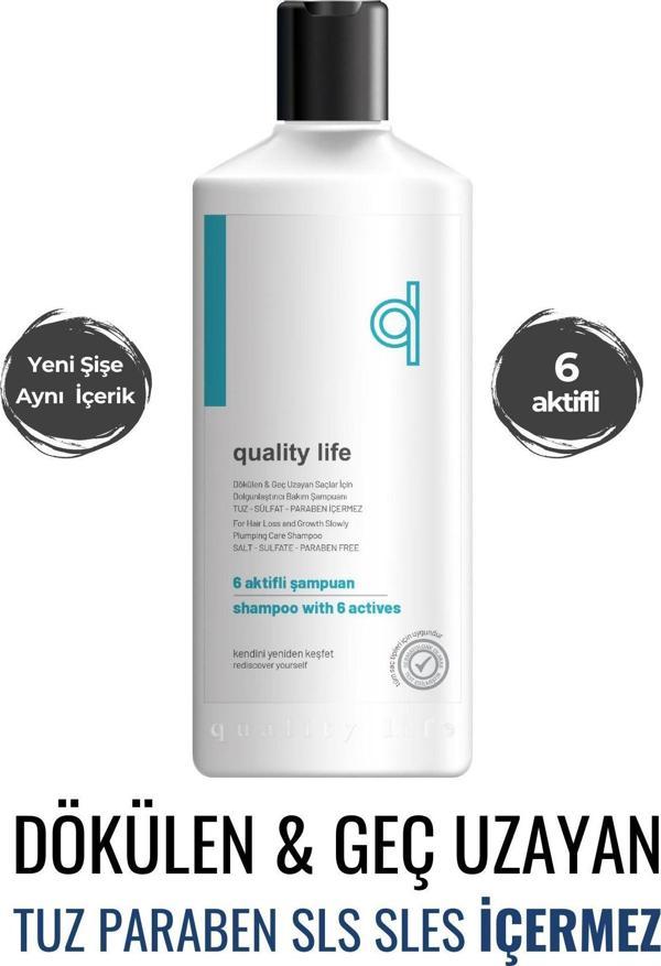 Quality Life Ql 6 Aktifli Saç Dökülmesi Karşıtı Şampuan Hızlı Saç Uzatan Tuzsuz Sülfatsız Biotin Keratin Kolajen - Image 1