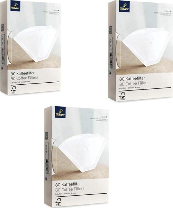 Tchibo 4 Numara (Büyük Boy) Filtre Kahve Kağıdı 3 X 80'Li Beyaz - Image 1