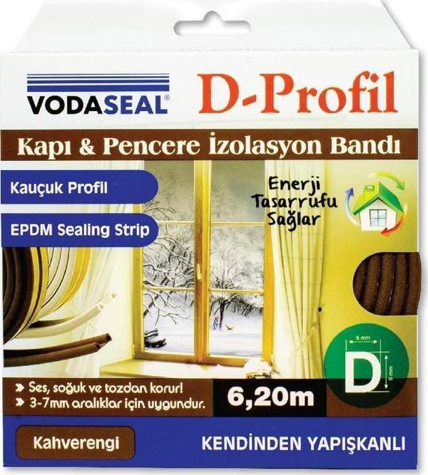 VodaSeal D Profil Kapı ve Pencere İzolasyon Bandı 6.20 mt. - Kahverengi - Image 1