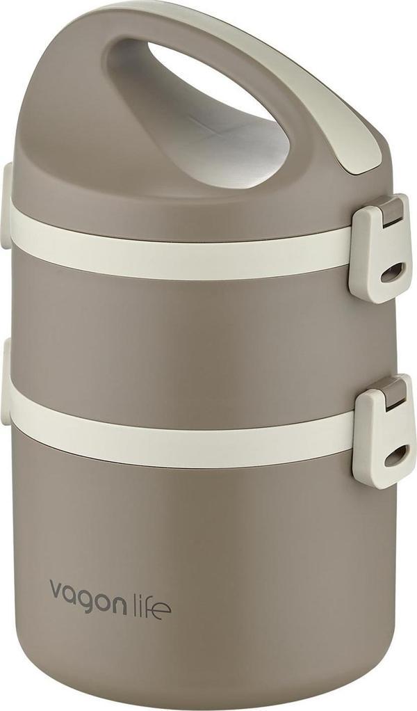 Vagonlife 1800 ML İki Kat Yuvarlak Paslanmaz Çelik Bento Lunch Box Yeni Nesil Sefer Tası-FFLBOX40130 - Image 1