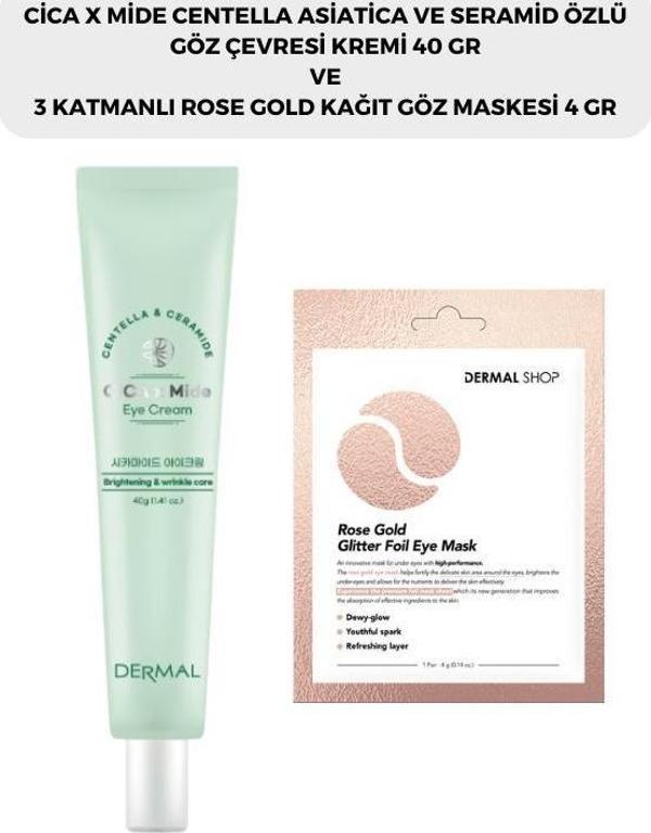 DERMAL CICAXMIDE Göz Çevresi Kremi 40 gr ve Dermal 3 Katmanlı Rose Gold Göz Maskesi 4 gr - Image 1