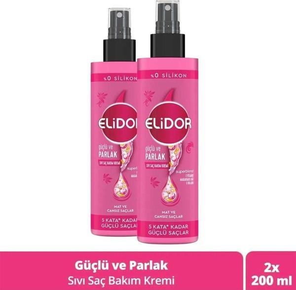 Elidor Superblend Sıvı Saç Bakım Kremi Güçlü Ve Parlak E Vitamini Makademya Yağı Kolajen 200 Ml X2 - Image 1
