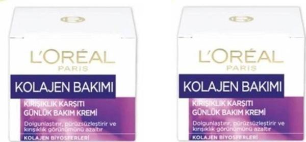 L'Oreal Paris Kolajen Bakımı Kırışıklık Karşıtı Günlük Bakım Krem 2X50Ml - Image 1