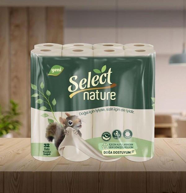 Select Nature Doğal Ve Organik Kahverengi Tuvalet Kağıdı 32 Rulo 2 Katlı - Image 1