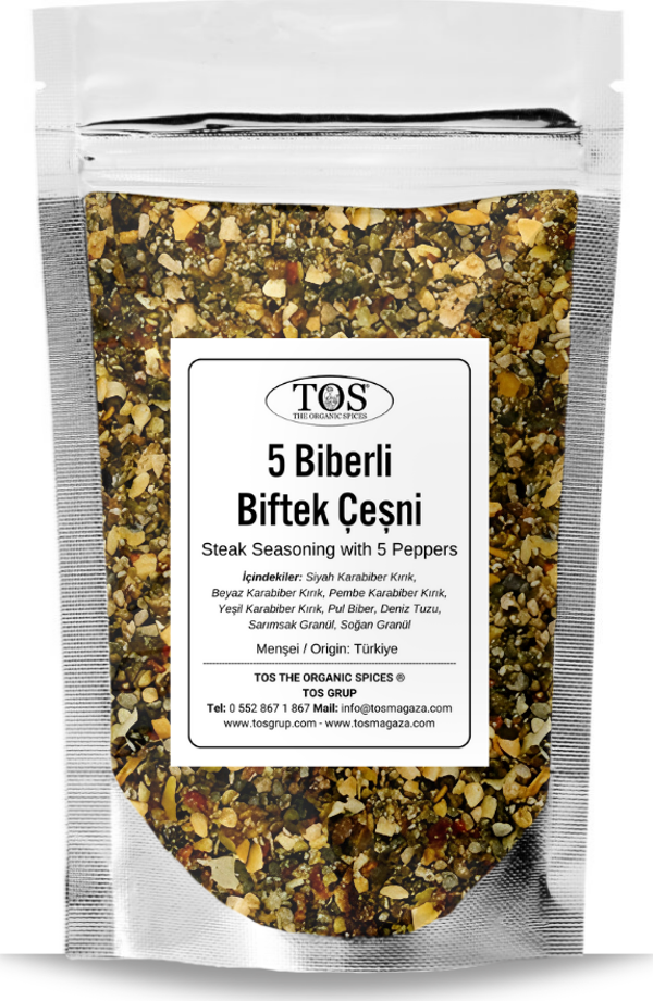 5 Biberli Biftek Çeşni 100 gr Five Pepper Steak Seasoning - Premium Quality | Baharat Karışımı - Image 1