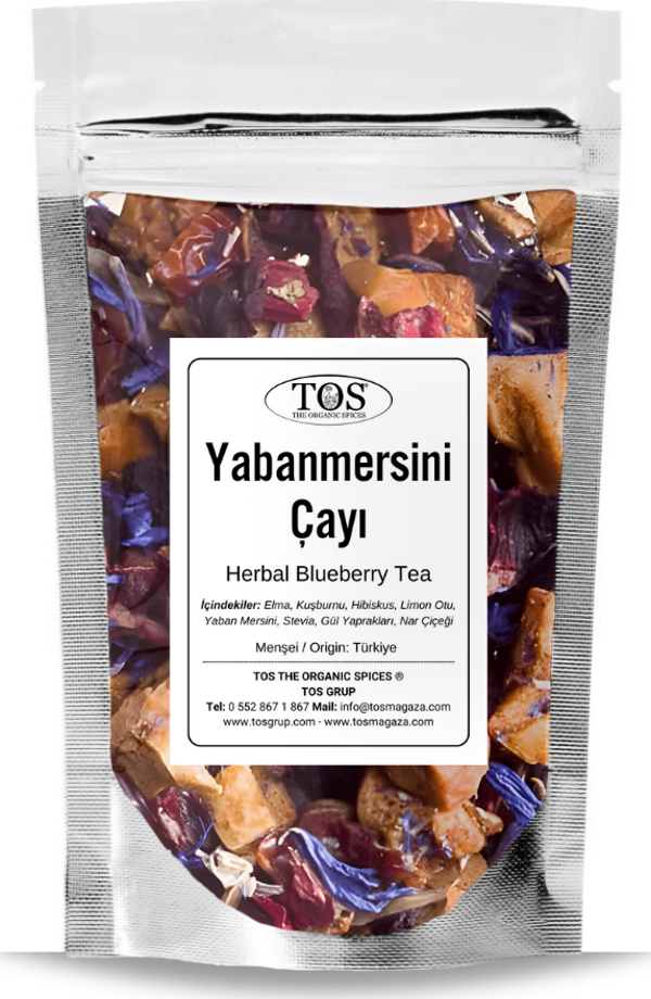 Bitkisel Yabanmersini Çayı 250 gr (1. Kalite) Herbal Blueberry Tea - Image 1