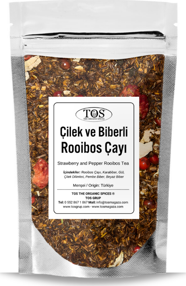 Çilek ve Biberli Rooibos Çayı 250 gr (1. Kalite) Strawberry and Pepper Rooibos Tea - Image 1