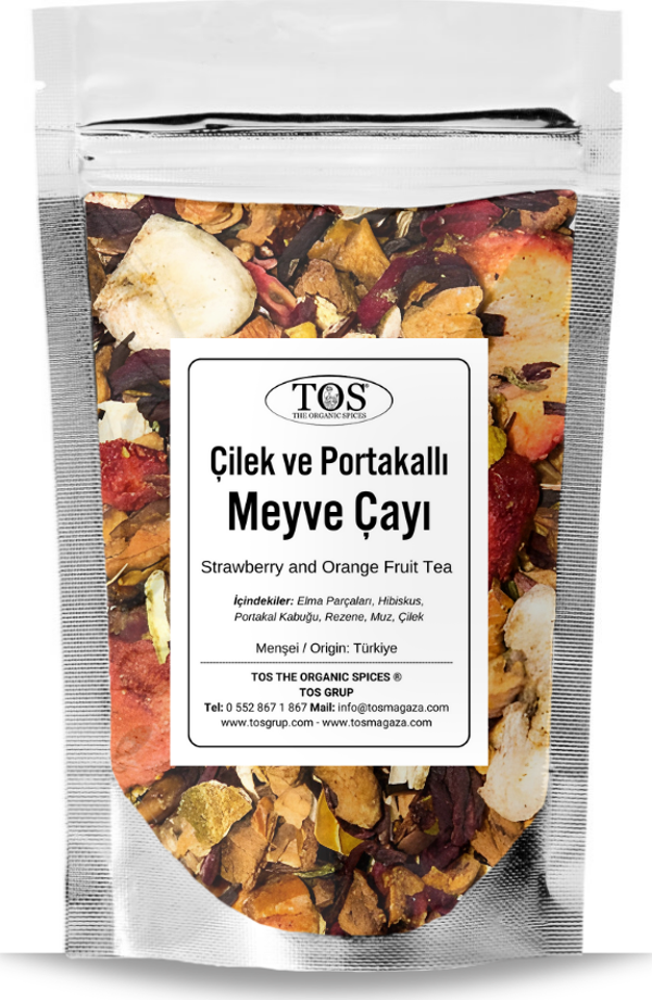Çilek ve Portakallı Meyve Çayı 250 gr (1. Kalite) Strawberry and Orange Fruit Tea - Image 1