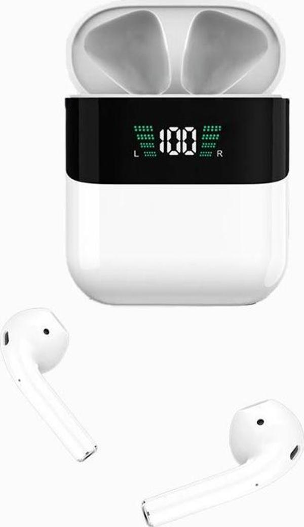 dvip P45 TWS 5.0 Dijital Ekranlı Bluetooth Kulaklık Beyaz - Image 1