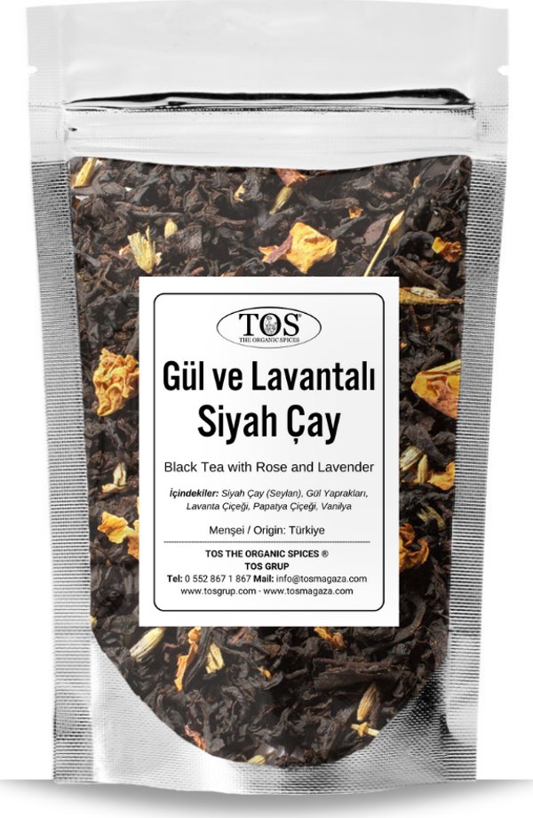 Gül ve Lavantalı Siyah Çay 100 gr (1. Kalite) Rose and Lavender Black Tea - Image 1