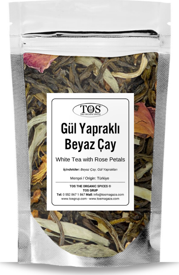 Gül Yapraklı Beyaz Çay 40 gr (1. Kalite) Rose Petal White Tea - Image 1