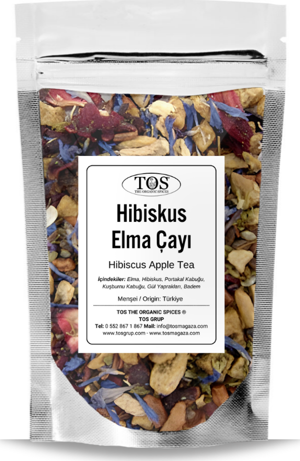 Hibiskus Elma Çayı 250 gr (1. Kalite) Hibiscus Apple Tea - Image 1